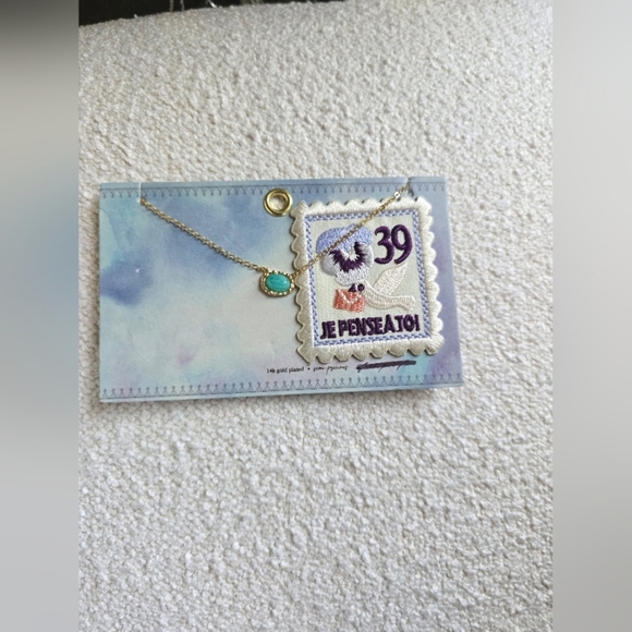 NEW!! Free People, Postcard Necklace/ Press On Patch Set, 14K Gold Plated- NWT! - Picture 3 of 7